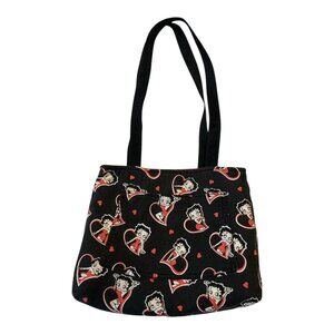Handmade Betty Boop Shoulder Bag – Retro Cartoon Heart Print – Red Lining – 10 x